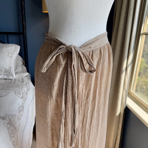 Tan Long Tie Up Swim Sarong Skirt Cover Up - Picture 3 of 7